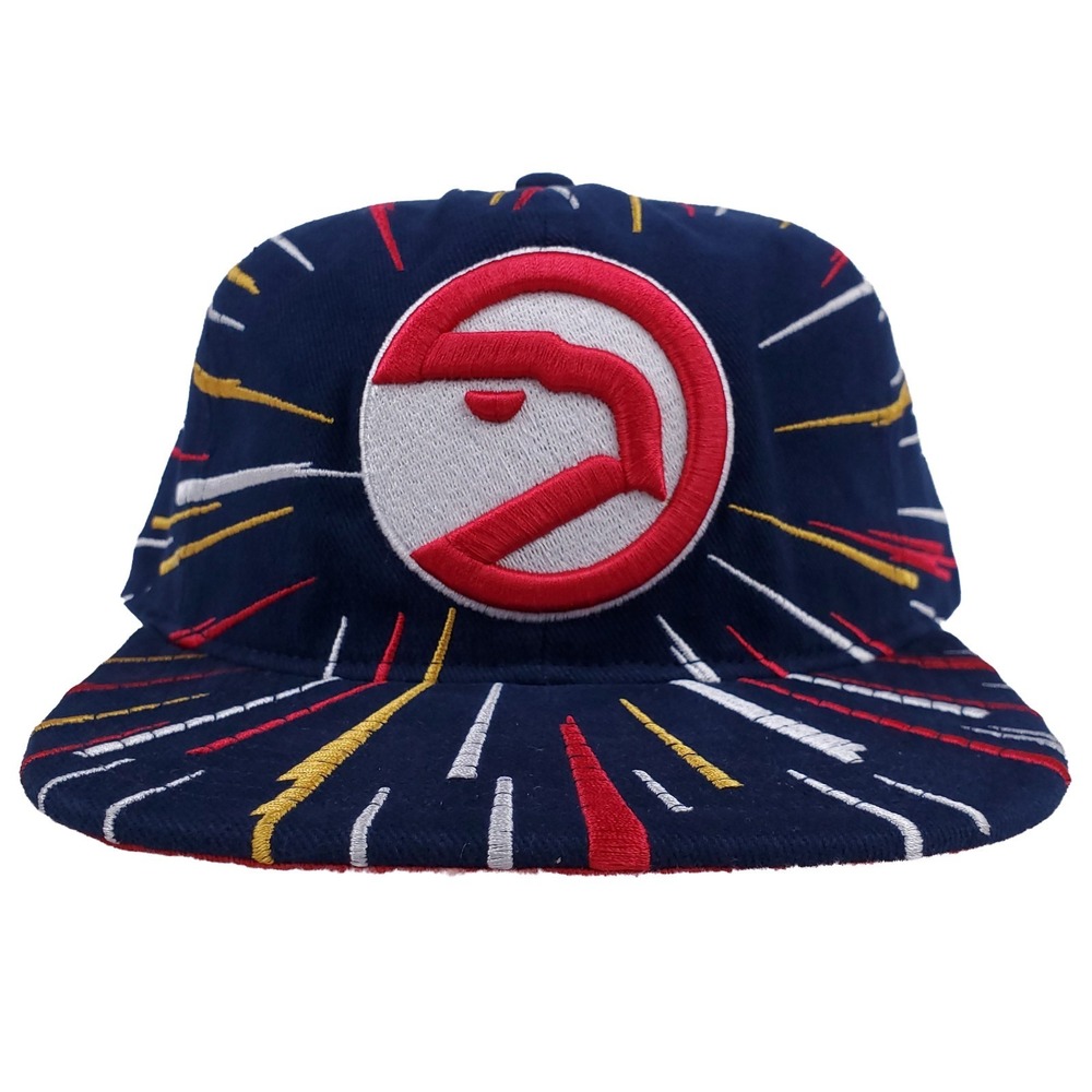 Atlanta Hawks Mitchell & Ness NBA Deadstock Fit Hat Cap‎ 3D Logo Burst Art New